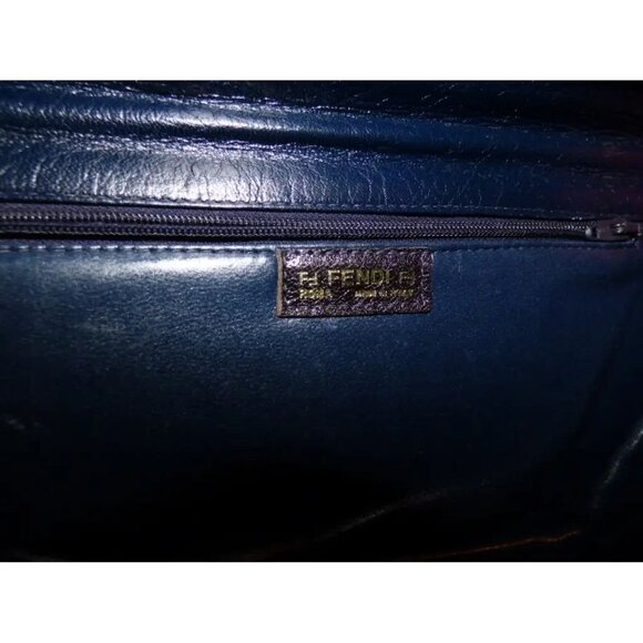 Fendi Navy Leather Stylized Fan 2-way Crossbody or Clutch - Picture 8 of 11